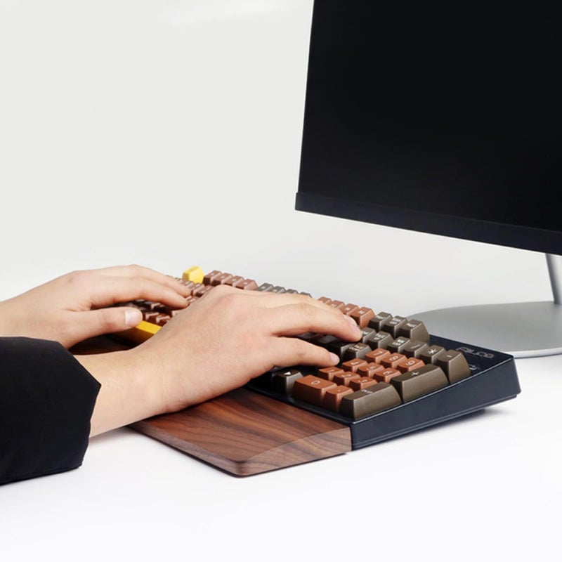 Solid Walnut Wood Ergonomic Keyboard Wrist Rest 300mm Hand Support For Office Gaming - Image 5
