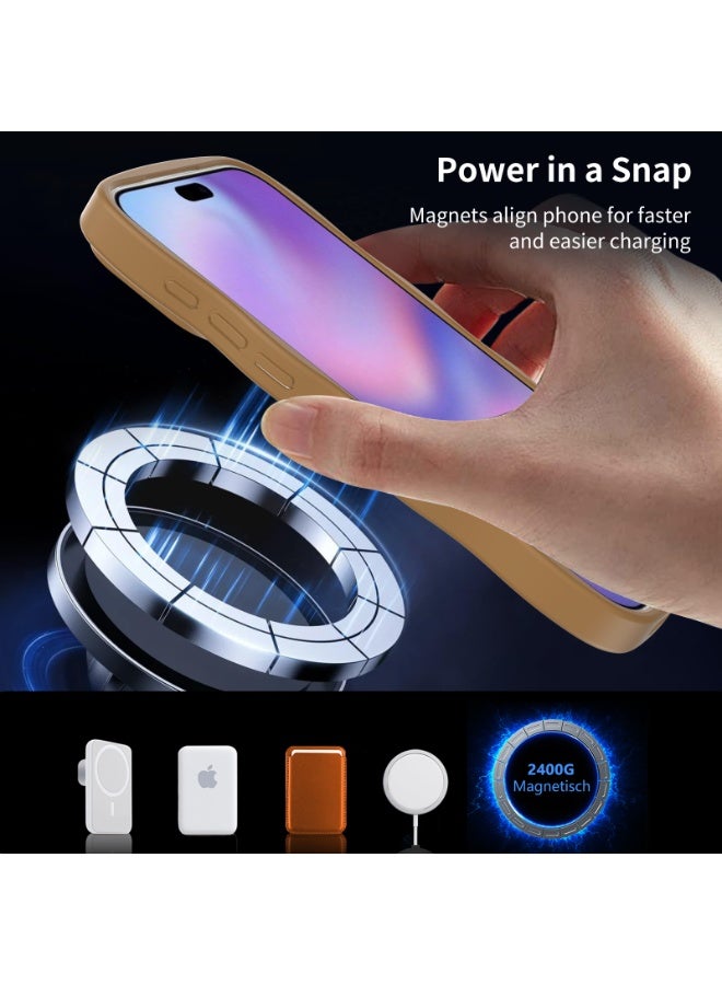 ه البركة كفر آيفون 17 برو متوافق مع MagSafe | مقاوم للصدمات، ملمس ناعم، حماية متينة | مادة TPU+PC | كفر iPhone17 Pro  متوافق مع الشحن اللاسلكي - بني - Image 4