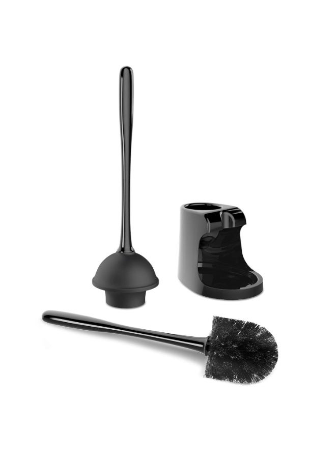 Toilet Plunger and Bowl Brush Combo for Bathroom Cleaning, Black, 1 Set - Image 3