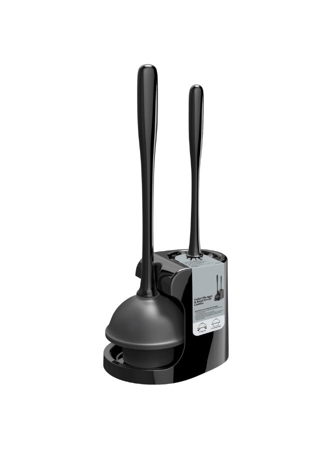 Toilet Plunger and Bowl Brush Combo for Bathroom Cleaning, Black, 1 Set - Image 1