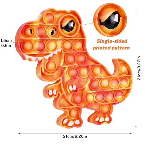 NiToy Dinosaur Pop Fidget Toy for Travel Home Classroom Kids Adults Silicone Stress Relief Sensory Game DualSided Educational Bubble Toy for Fine Motor Skills Focus Anxiety Reduction Orange - Image 5