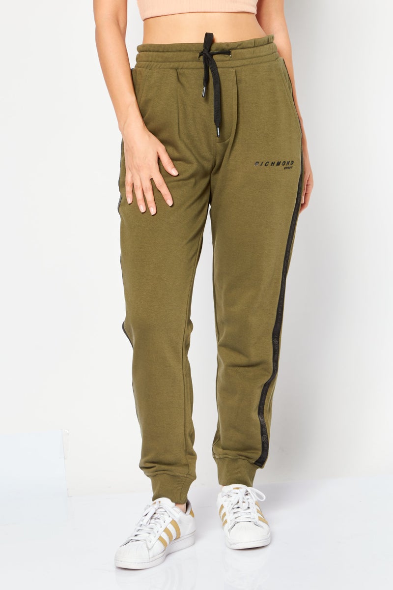 JOHN RICHMOND Women Sportswear Fit Brand Logo  Training Sweatpants, Green - Image 1