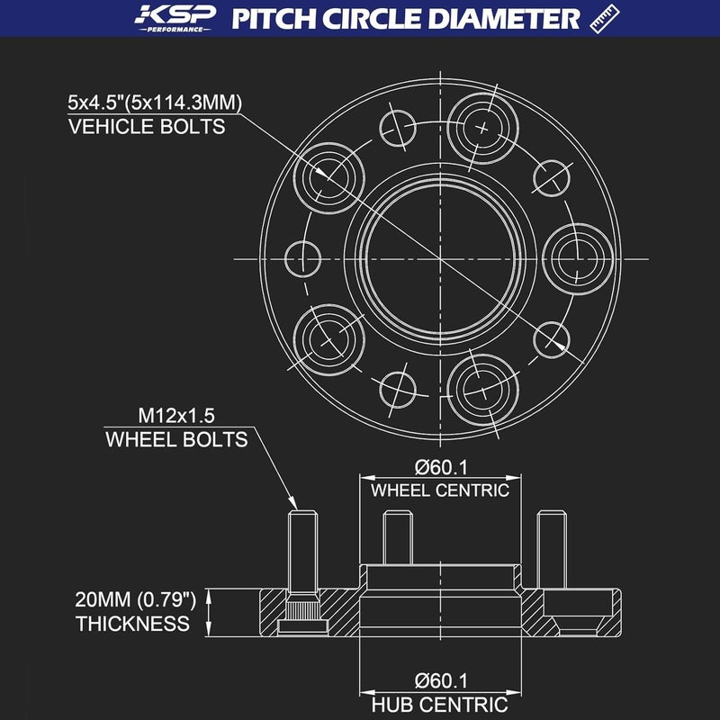 KSP PERFORMANCE KSP 25mm 5x114.3 Hubcentric Wheel Spacers Fit Camry Highlander Tacoma, Lexus TC XB, ES300 350, GS300 350 430,IS250 300 350,LS400 430 460,RC300 350(4 pcs 60.1 bore 12X1.5mm) - Image 2
