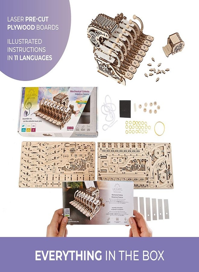 UGEARS Celesta 3D Mechanical Puzzle - Multifunctional Musical Instrument with Piano, Music Box and Xylophone - 3D Wooden Puzzle for Adults and Children - Musical Model - Image 5