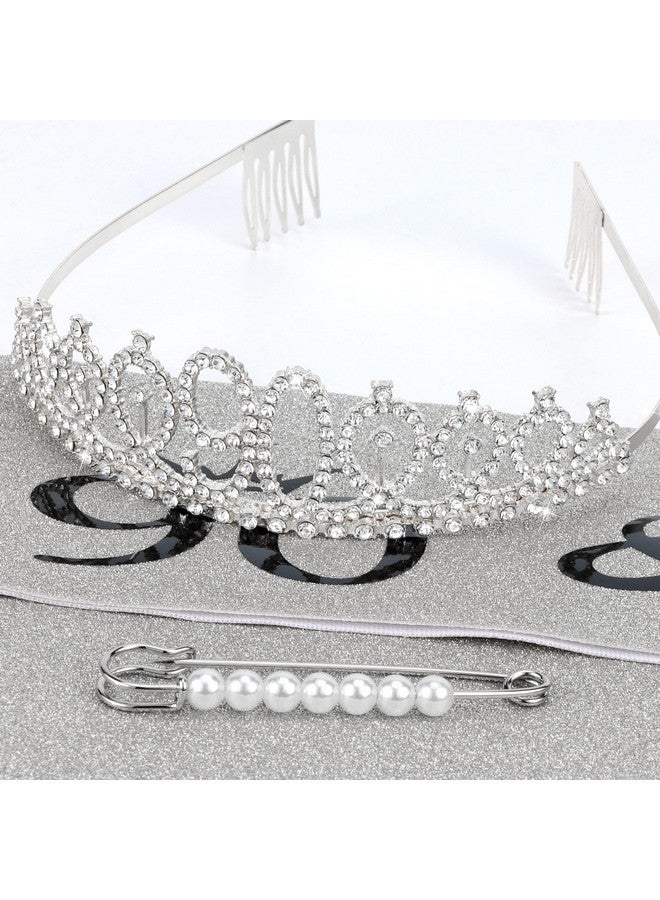 Vovii 90th Birthday Sash and Tiara, Silver Tiara, 90th Birthday Gifts for Women, 90th Birthday Decorations for Women, Happy 90th Birthday Decorations - Image 5