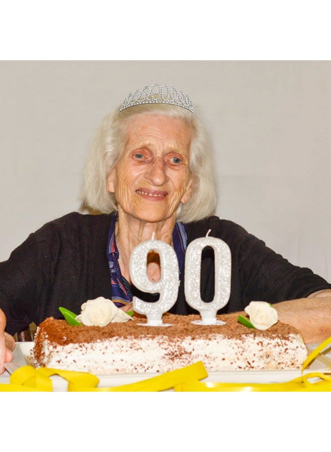 Vovii 90th Birthday Sash and Tiara, Silver Tiara, 90th Birthday Gifts for Women, 90th Birthday Decorations for Women, Happy 90th Birthday Decorations - Image 3