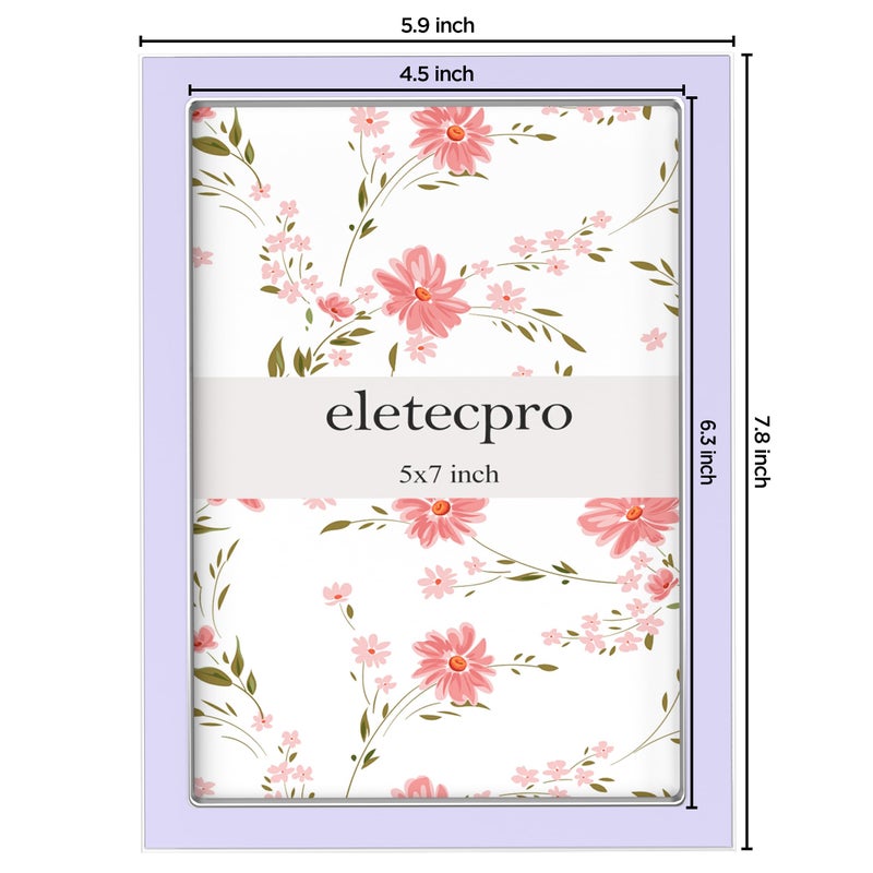 eletecpro 5x7 Enamel Picture Frame with Real Glass Cover  1 Pack Pink Photo Frame with Gold Metal Edge  Horizontal and Vertical Display Pictures 5x7 for Tabletop  Bookshelf  Wall Decor - Image 3