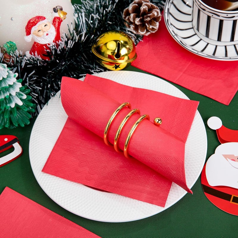 FLOWERCAT 100-Count 2-Ply Christmas Napkins & Red Cocktail Napkins - Napkins Disposable Premium Quality - 5" x 5" Red Paper Napkins for New Year Party & Christmas,Bar,Weddings,Birthday - Image 5
