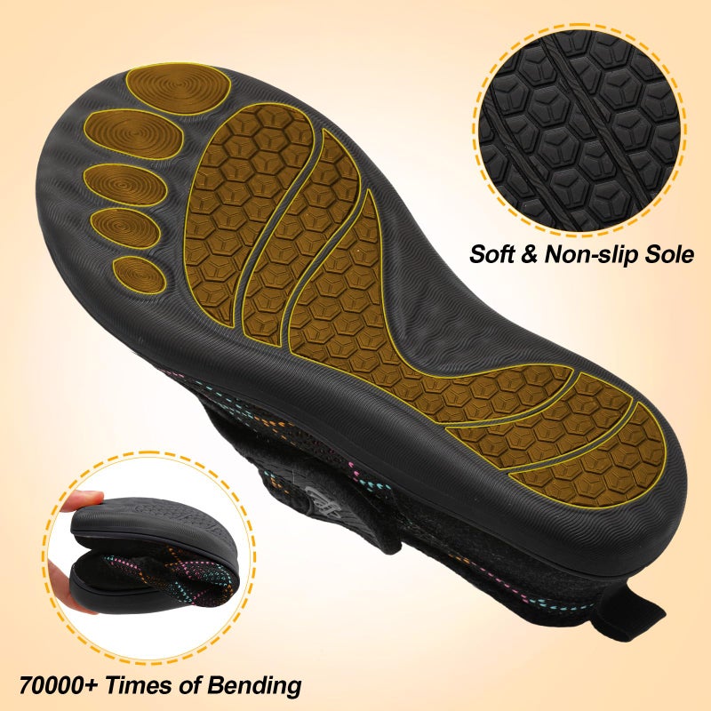 LeIsfIt Womens Slippers Wide Diabetic Shoes Adjustable Arthritis Edema House Shoes Indoor Outdoor Slippers Color Black Size 8 - Image 5