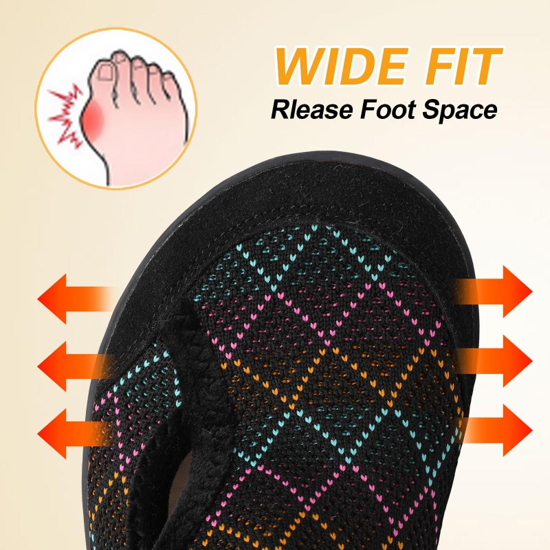 LeIsfIt Womens Slippers Wide Diabetic Shoes Adjustable Arthritis Edema House Shoes Indoor Outdoor Slippers Color Black Size 8 - Image 3