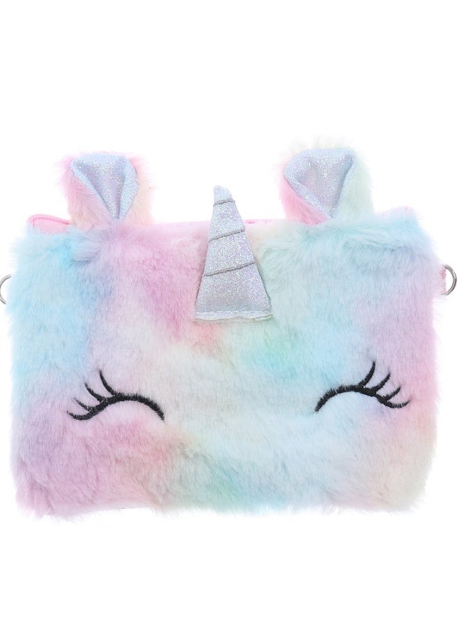 Loquat Cute Plush Unicorn Shoulder Bags for Little Girls - Tie Dye Rainbow Messenger Bags, Coin Purses, and Princess Handbags - Adorable Kids Accessories for Girls. - Image 2