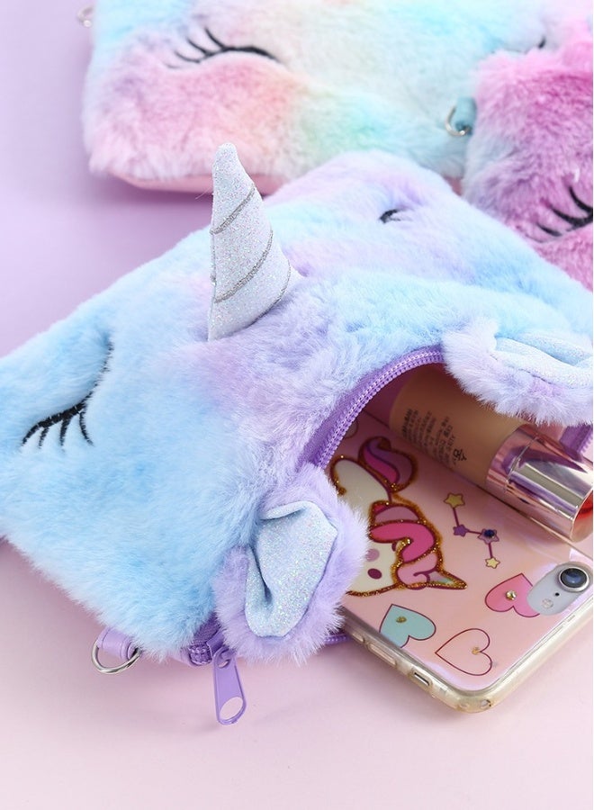 Loquat Cute Plush Unicorn Shoulder Bags for Little Girls - Tie Dye Rainbow Messenger Bags, Coin Purses, and Princess Handbags - Adorable Kids Accessories for Girls. - Image 5