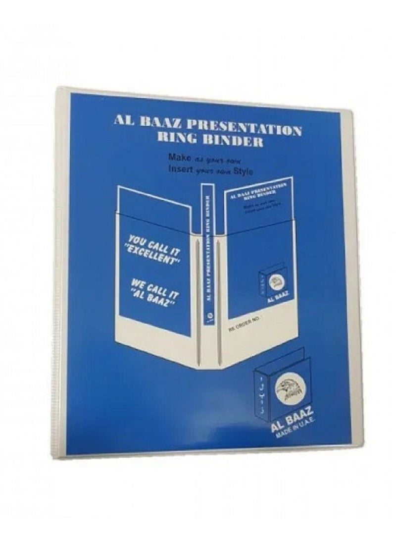 AL BAAZ - Al Baaz A4 Presentation Ring Binder 2ring 37mm AB-204 White - Image 1