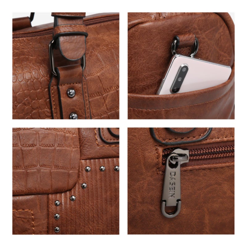 Dasein Women Soft Vegan Leather Barrel Bags Large Hobo Top Handle Work Totes Satchel Handbags Shoulder Purse (Coffee) - Image 5