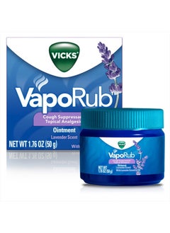 Vicks VapoRub, Lavender Scent, Cough Suppressant, Topical Chest Rub & Analgesic Ointment, Medicated Vicks Vapors, Relief from Cough Due to Cold, Aches & Pains, 1.76oz  - Image 1