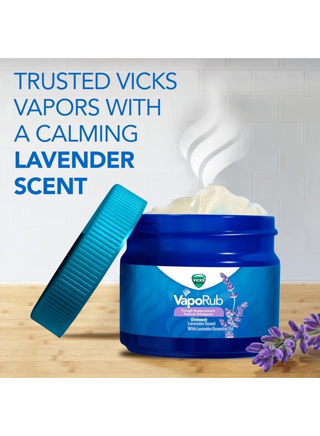 Vicks VapoRub, Lavender Scent, Cough Suppressant, Topical Chest Rub & Analgesic Ointment, Medicated Vicks Vapors, Relief from Cough Due to Cold, Aches & Pains, 1.76oz  - Image 3