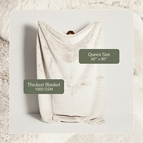 UnHide Marshmallow - Faux Fur Blanket - Heavy Weight, Extra Soft Blanket - Made from Recycled Materials - Machine Washable - Medium (60" x 80") - Snow White - Image 2