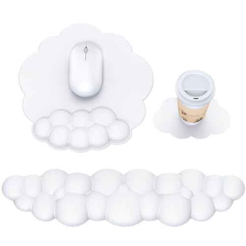 MOKURU Cloud Mouse Pad with Wrist Rest, Cloud Keyboard Wrist Rest, Mouse Pad Wrist Support, Ergonomic Keyboard Mouse Wrist Support White - Image 1