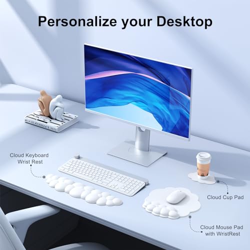 MOKURU Cloud Mouse Pad with Wrist Rest, Cloud Keyboard Wrist Rest, Mouse Pad Wrist Support, Ergonomic Keyboard Mouse Wrist Support White - Image 2