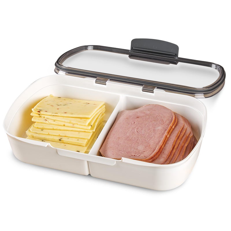 Progressive International Prepworks Split Deli ProKeeper Air Tight Silicone Sealed Food Storage Container with Clear Dry Erase Compatible Lid, 11.75 Inches Long - Image 1