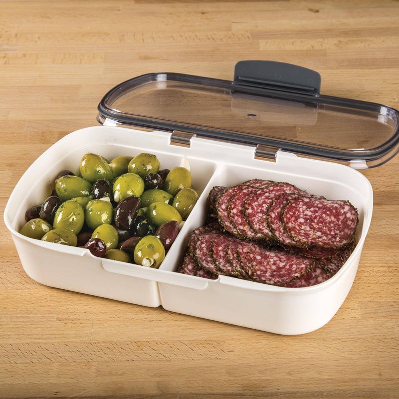 Progressive International Prepworks Split Deli ProKeeper Air Tight Silicone Sealed Food Storage Container with Clear Dry Erase Compatible Lid, 11.75 Inches Long - Image 5
