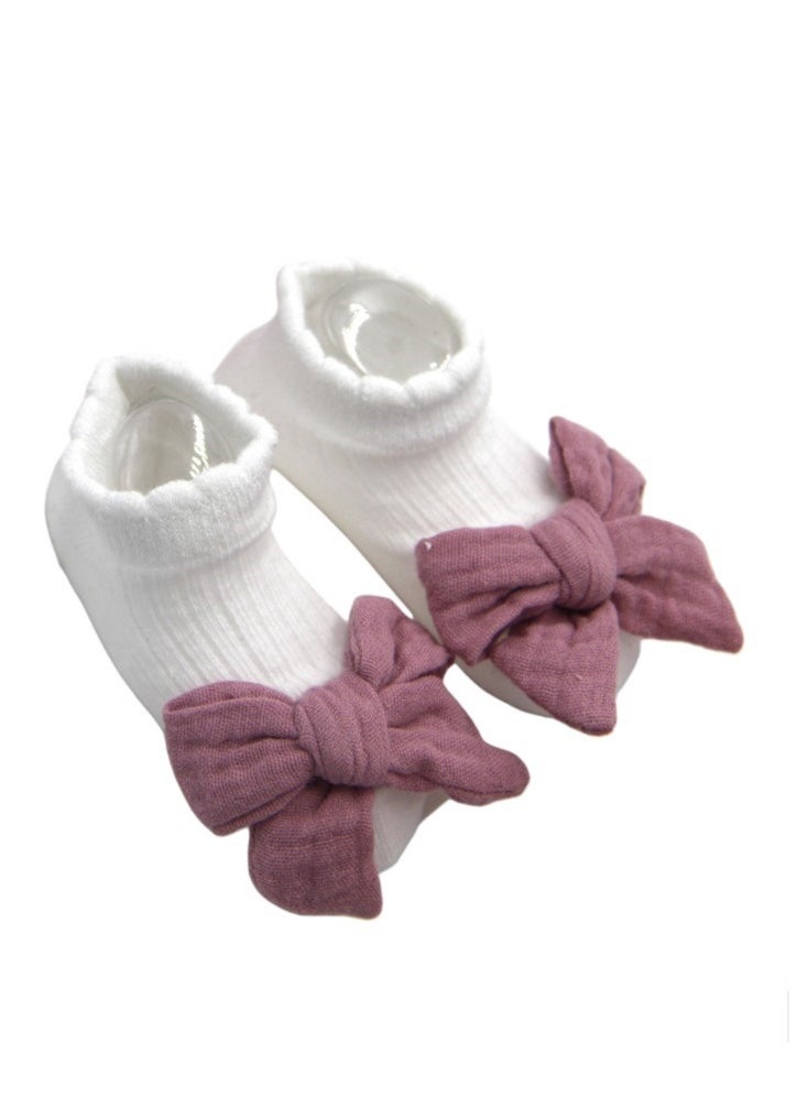 Bambimici Bambimici - Anika Socks & Ribbon Bow Headband Set -Dark Mauve  - Image 2