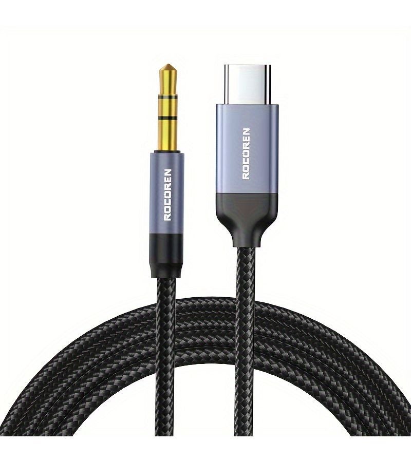 USB C إلى محول صوت 3.5mm عالي الدقة ستيريو من نوع C إلى كابل سماعة رأس ذكر مساعد للسيارة بطول 39.37 بوصة / 3.3 قدم متوافق مع iPhone 15 Pro Max و 15 Pro و 15 Plus و Samsung Ultra و iPad Pro Air و Pixel 7 - Image 1