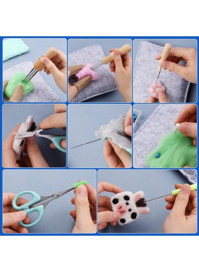 Soofam 118PCS Wool Felting Tool Kit, Needles Felting Tools with 80 PCS Needles Felting 3 Models of Wooden Handles Large Felt Pad, 4-Sizes Felting Needle Suitable for Various Felting Projects - Image 3
