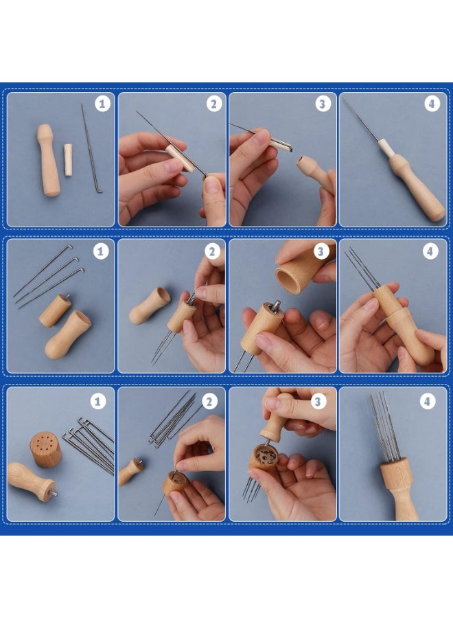 Soofam 118PCS Wool Felting Tool Kit, Needles Felting Tools with 80 PCS Needles Felting 3 Models of Wooden Handles Large Felt Pad, 4-Sizes Felting Needle Suitable for Various Felting Projects - Image 5