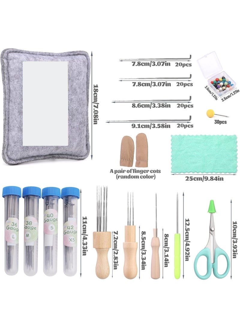 Soofam 118PCS Wool Felting Tool Kit, Needles Felting Tools with 80 PCS Needles Felting 3 Models of Wooden Handles Large Felt Pad, 4-Sizes Felting Needle Suitable for Various Felting Projects - Image 2
