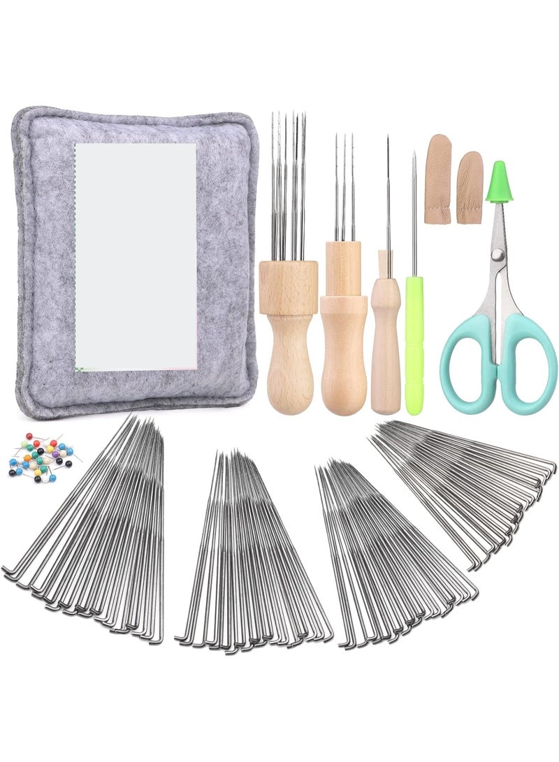 Soofam 118PCS Wool Felting Tool Kit, Needles Felting Tools with 80 PCS Needles Felting 3 Models of Wooden Handles Large Felt Pad, 4-Sizes Felting Needle Suitable for Various Felting Projects - Image 1
