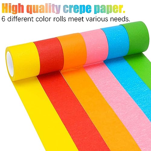 Aunifun 6 Pieces Colored Masking Tape Rainbow Masking Roll Tape Labeling Tape Graphic Art Tape Roll for Fun DIY Arts Supplies Kit, 2 Inches 32 Feet - Image 4