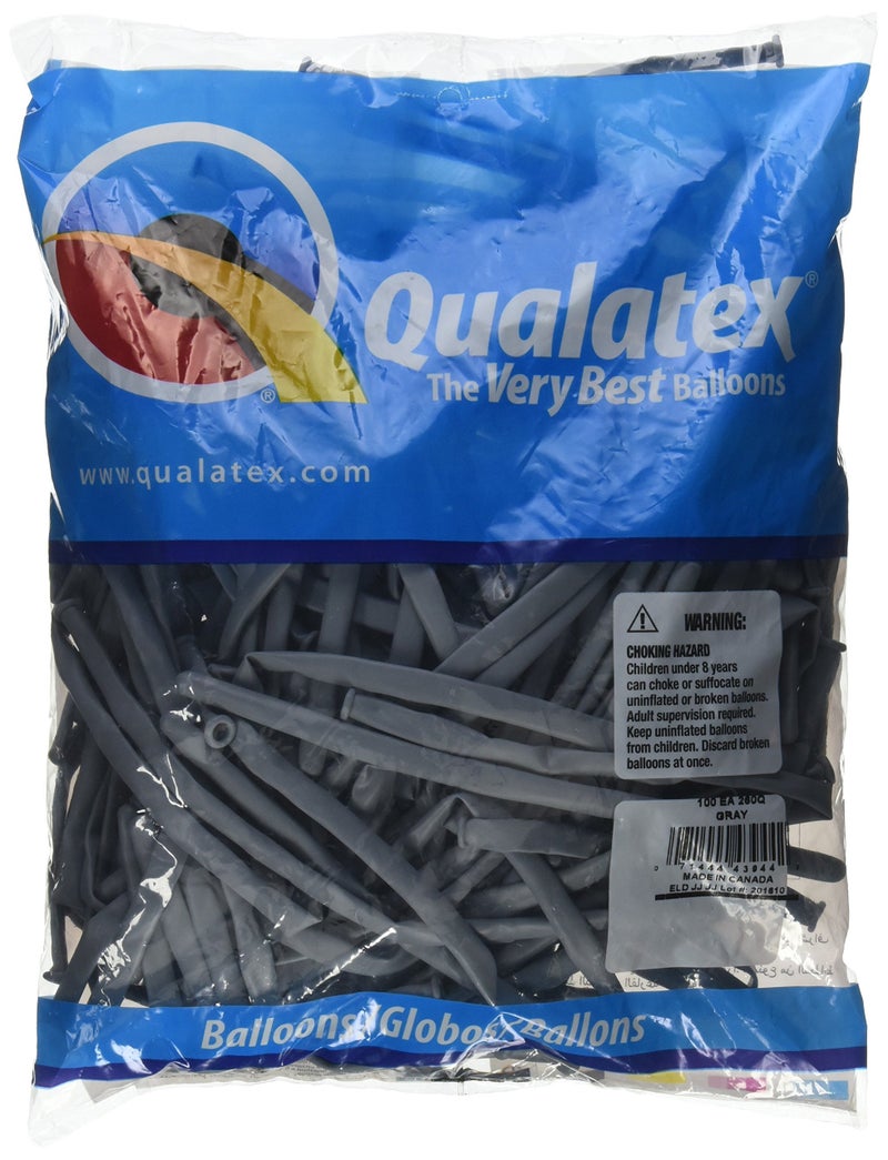 Pioneer Balloon Company 260Q Latex Balloons Gray Pack of 100