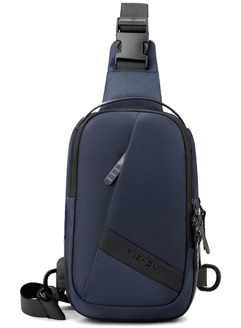 Qiccijoo Sling Bag Shoulder Bag Crossbody Backpack for Men Women Travel Hiking Bag with USB Charger Port Anti Theft Casual Daypack Multipurpose Chest Bag Beach Backpack(Blue) - Image 1