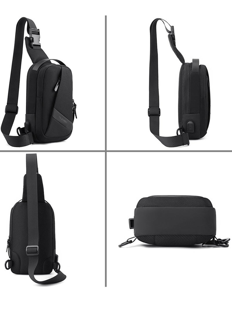 Qiccijoo Sling Bag Shoulder Bag Crossbody Backpack for Men Women Travel Hiking Bag with USB Charger Port Anti Theft Casual Daypack Multipurpose Chest Bag Beach Backpack(Blue) - Image 3