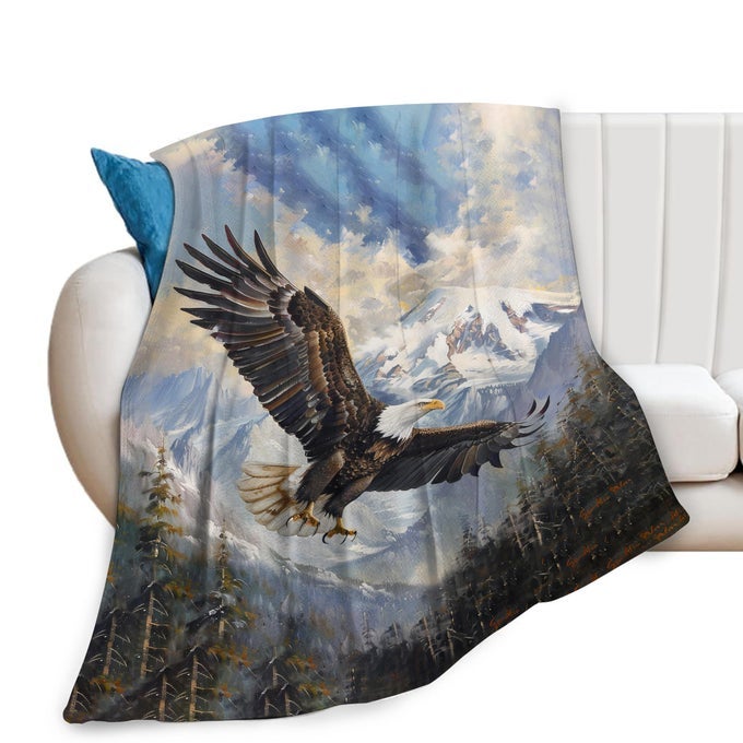AMERICAN EAGLE BALD EAGLE DECOR THROW BLANKET SUPER WARM SOFT PLUSH LIGHTWEIGHT FLEECE FLANNEL BLANKET FOR KIDS ADULTS 50X40