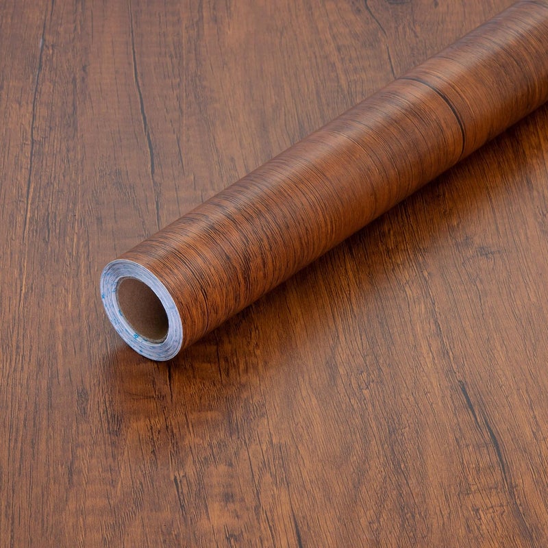 Decoroom 17.71" X 984" Peel and Stick Wood Grain Contact Paper Brown Wooden Look Wallpaper Self-Adhesive Decorative Wood Wallpaper Removable Vinyl Film Easy to Apply for Old Furniture Kitchen Cabinets - Image 1