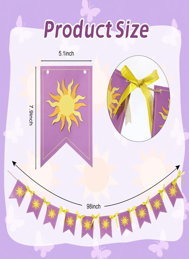 تاوباري لافتة علم الشمس الأرجوانية من TaoBary، لافتة علم معلقة على شكل شمس أرجوانية، سلسلة من الأعلام، إكليل من الأعلام لحفلات الزفاف، دعامات صور الخزامى، ديكور حفلات أعياد الميلاد (ذيل السمكة) - Image 2