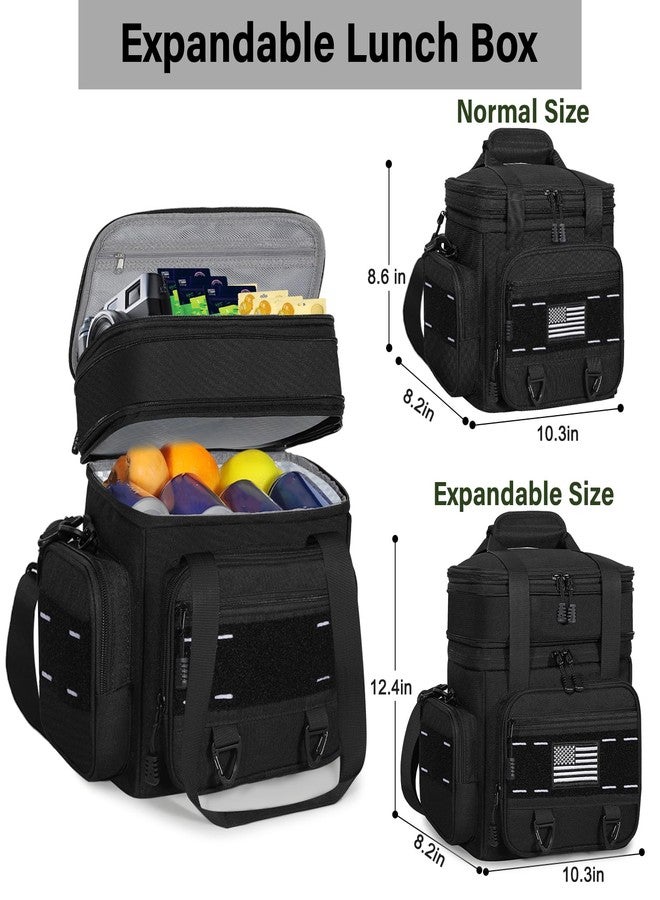 TENKIST Expandable Tactical Lunch Box, Large Insulated Lunch Cooler Bag Heavy Duty Leakproof Lunch Pail for Men Adults Work Office Outdoor Picnic Trips,16L,Black - Image 5