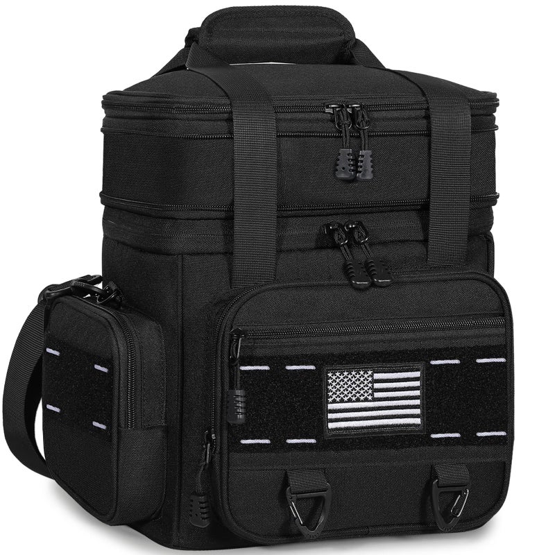 TENKIST Expandable Tactical Lunch Box, Large Insulated Lunch Cooler Bag Heavy Duty Leakproof Lunch Pail for Men Adults Work Office Outdoor Picnic Trips,16L,Black - Image 1