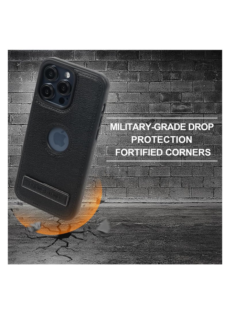 Aookay Leather Case for iPhone 16 Pro Max, Ultra-Thin Flexible Soft Grip Luxury Cover, Ultra-Thin Case, Shockproof Case with Stand (Black, iPhone 16 Pro Max) - Image 3