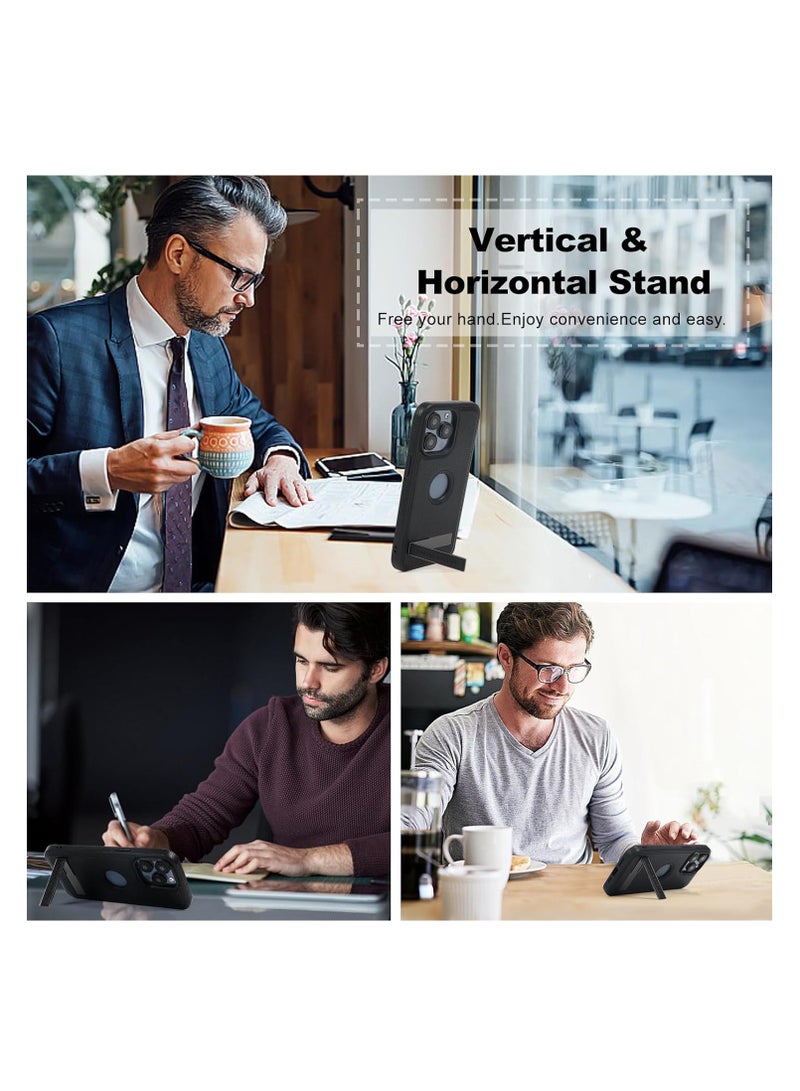 Aookay Leather Case for iPhone 16 Pro Max, Ultra-Thin Flexible Soft Grip Luxury Cover, Ultra-Thin Case, Shockproof Case with Stand (Black, iPhone 16 Pro Max) - Image 4