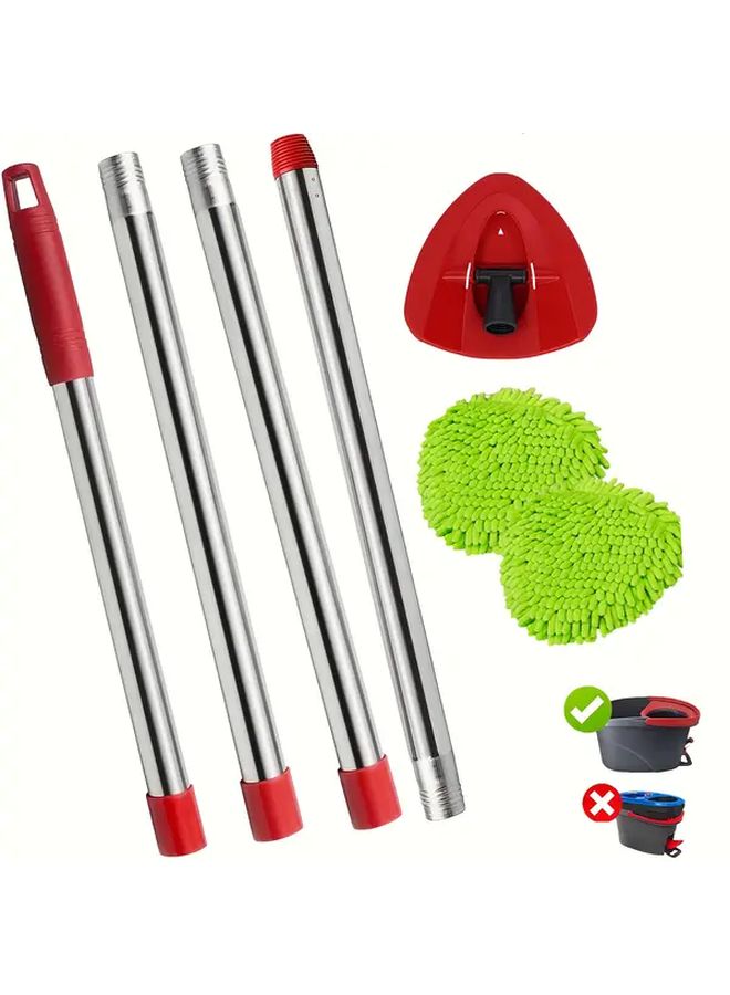 Spin Mop Replacement Kit Compatible with EasyWring 1 Tank System Includes 3 Mop Heads 1 Base 1 Adjustable Handle Complete Refill Set for Self Wringing Spin Mops Easy Wring Mop
