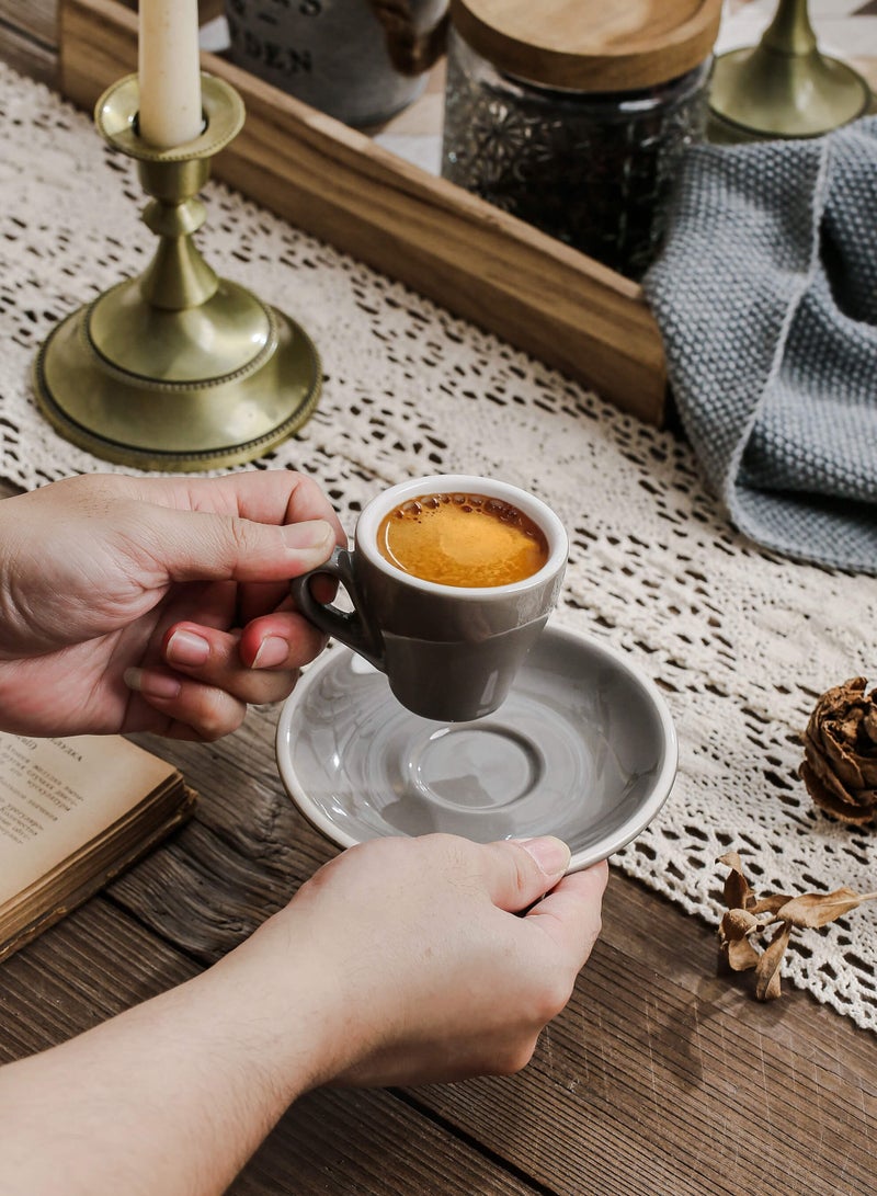 Shuer Ceramic Coffee cup, Espresso cup，Arabic coffee cup，Turkish coffee cup, Cup and Saucer Set Suitable for Home Office Restaurant Gifts Garden Party Home Afternoon Tea Set - Image 2