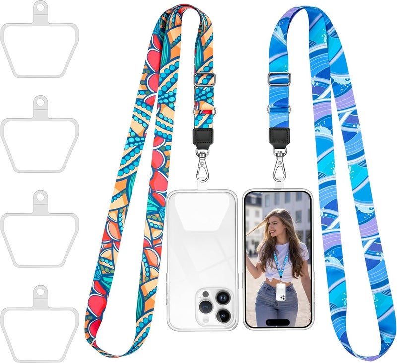 Doormoon Phone Lanyard, Universal Adjustable Neck Straps for Phone Case Keys ID Badges Phone Accessorie Compatible with iPhone, Samsung, Motorola, LG & Most Smartphones, 2 Pack, Sea - Image 1