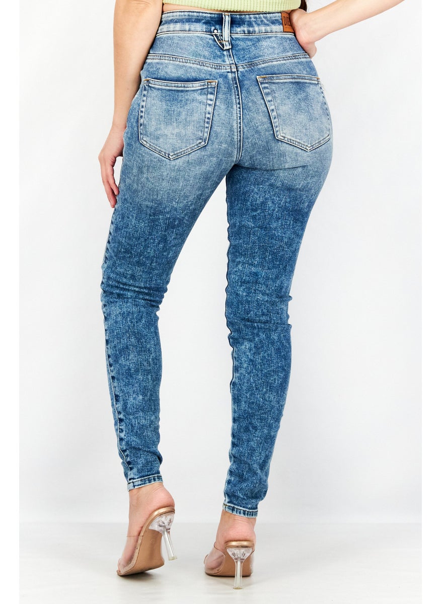 DIESEL Women D-SLANDY Skinny Fit Washed Stretchable Denim, Blue  - Image 4