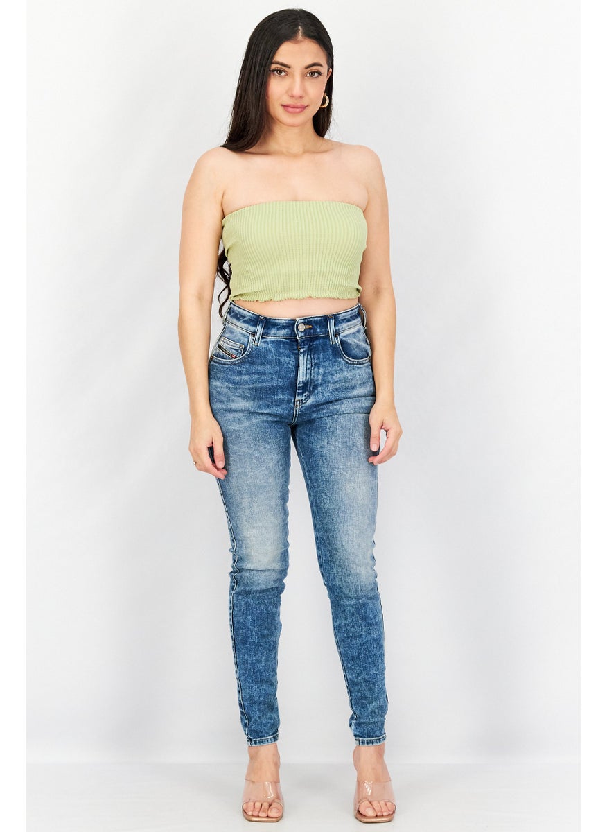 DIESEL Women D-SLANDY Skinny Fit Washed Stretchable Denim, Blue  - Image 3