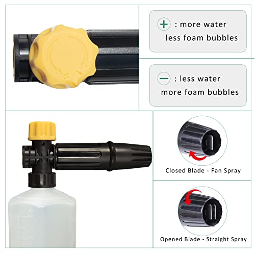 BEAR FORCE Electric Pressure Washer DIY Foam Cannon with 1/4” Quick Connector & Other 5 Adapters, Power Washer Adjustable Snow Foam Lance 0.6L Bottle, Jet Car Wash Soap Foam Nozzle, 500~2200PSI, 1.0~2.2GPM… - Image 5