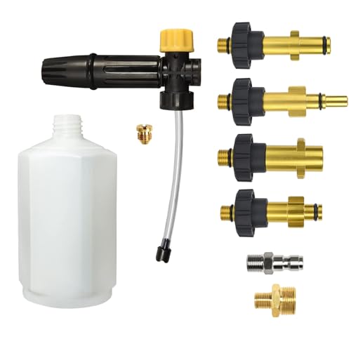 BEAR FORCE Electric Pressure Washer DIY Foam Cannon with 1/4” Quick Connector & Other 5 Adapters, Power Washer Adjustable Snow Foam Lance 0.6L Bottle, Jet Car Wash Soap Foam Nozzle, 500~2200PSI, 1.0~2.2GPM… - Image 2