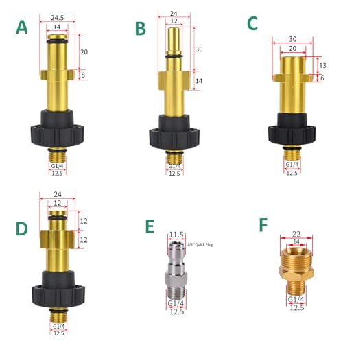 BEAR FORCE Electric Pressure Washer DIY Foam Cannon with 1/4” Quick Connector & Other 5 Adapters, Power Washer Adjustable Snow Foam Lance 0.6L Bottle, Jet Car Wash Soap Foam Nozzle, 500~2200PSI, 1.0~2.2GPM… - Image 3